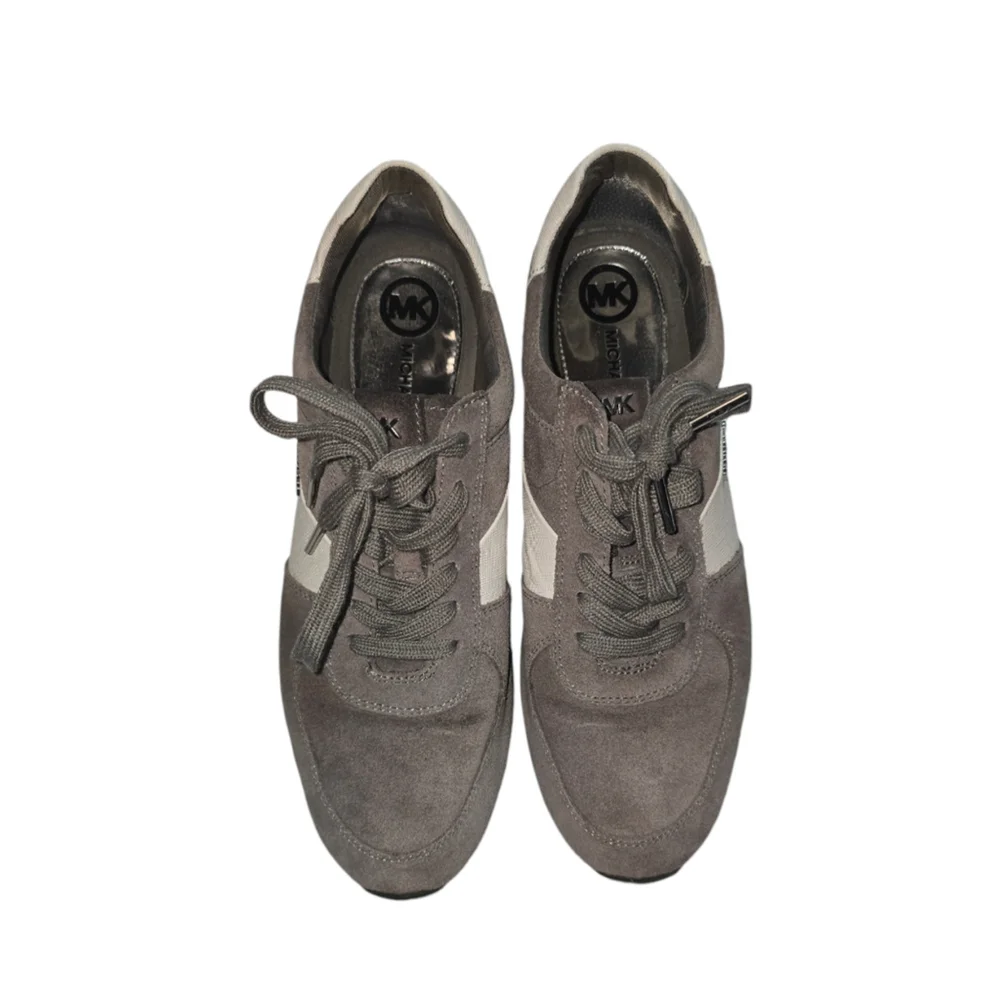 Women's Michael Kors Allie Trainer Sneakers Steel Gray Suede Size 10 - Picture 4 of 10